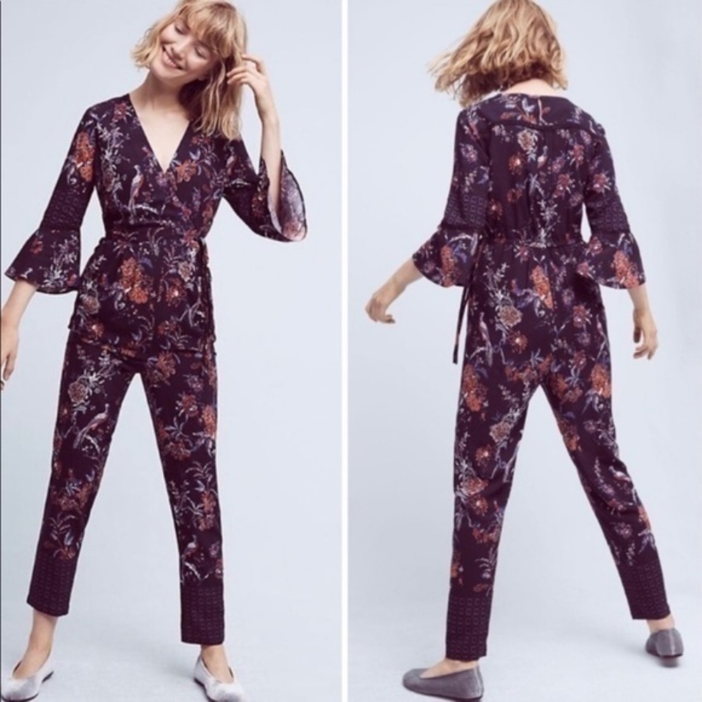 Anthropologie Maeve Wrap floral Jumpsuit